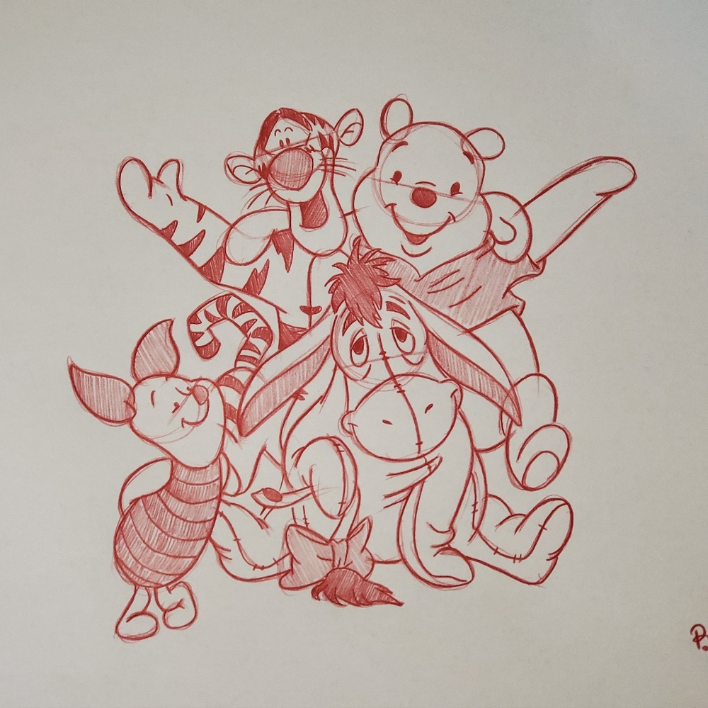 Disney Winnie the Pooh and friends Tigger Eeyore Piglet Drawing/Sketch animation